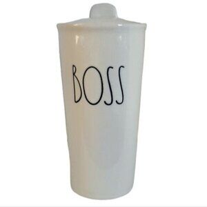 Rae Dunn Boss Ceramic Travel Coffee Cup Mug